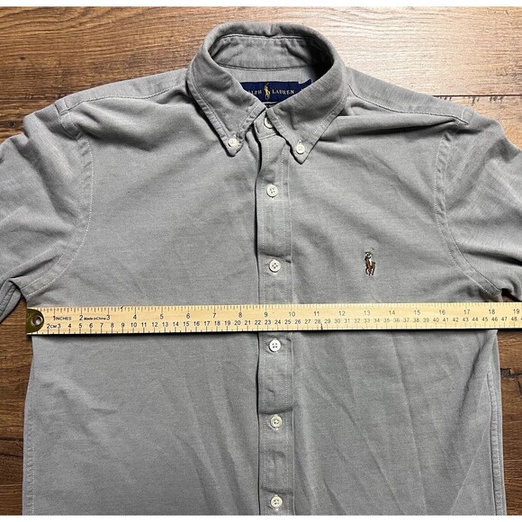Ralph Lauren Knit Oxford Button Down Shirt Mens Medium Gray Grey Flesh Pony Prep - Picture 5 of 10